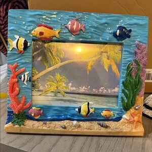 Tropical Fish Ocean Photo Frame - Blue             4 1/2 X 6 1/2